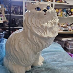 Elegant White Ceramic Cat Figurine